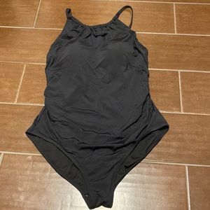 Black size 12 women’s one piece bathing suit.